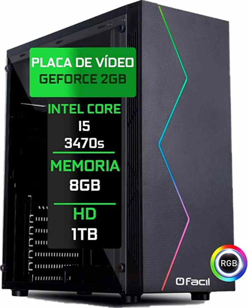 Pc Gamer Fácil Intel Core I5 3470S 8Gb DDR3 GeForce GT 730 2Gb 128 bits HD 1 TB