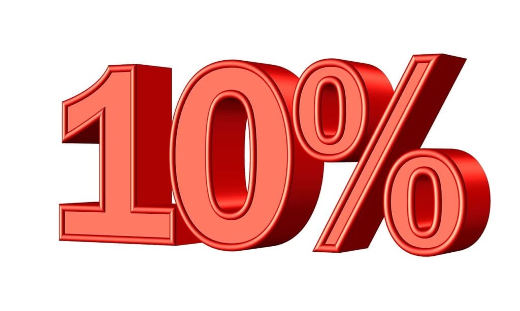 Quanto é 10% de 1000