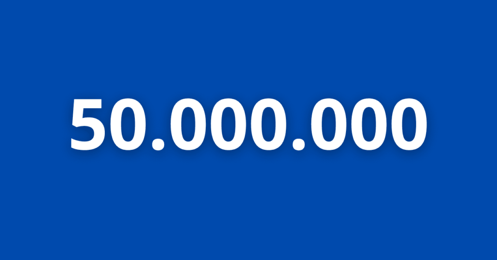 Quantos zeros tem 50 milhões